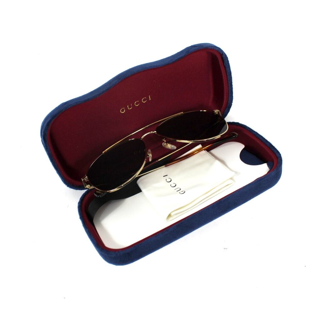 Gucci GG0969S 002 Aviator Sunglasses NEW 59mm Shiny Endura Gold Brown Lens - Picture 7 of 8